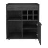 Bar Cabinet Dext, Two Concealed Shelves, Six Wine Cubbies, Light Gray Finish