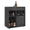 Bar Cabinet Dext, Two Concealed Shelves, Six Wine Cubbies, Light Gray Finish