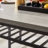 Oversized dining table set for 6, 3-Piece Kitchen Table with 2 Benches, Dining Room Table Set for Home Kitchen, Restaurant, Rustic Grey, 67'' L x 31.5