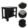 Cala Kitchen Island; Four Legs; Three Shelves -Black / Ibiza Marble