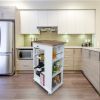 Kitchen Island & Kitchen Cart, Mobile Kitchen Island with Two Lockable Wheels, Rubber Wood Top, Black Color Design Makes It Perspective Impact During