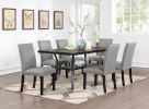 Dining Room Furniture Natural Wooden Rectangular Dining Table 1pc Dining Table Only Nailheads and Storage Shelve