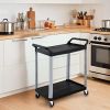 SOGA 2-Tier Tall Kitchen Utility Cart with Wheels â€“ Black Portable Kitchen Trolley for Dining, Storage, and Serving
