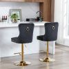 A&A Furniture,Thick Golden Swivel Velvet Barstools Adjusatble Seat Height from 27-35 Inch, Modern Upholstered Bar Stools with Backs Comfortable Tufted