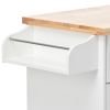 K&K Store Kitchen Cart with Spice Rack ; Towel Rack & Two Drawers; Rubber wood top; Kitchen Island with 4 Wheels for Dining Rooms Kitchens Living Room