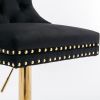 A&A Furniture,Thick Golden Swivel Velvet Barstools Adjusatble Seat Height from 27-35 Inch, Modern Upholstered Bar Stools with Backs Comfortable Tufted
