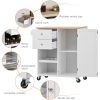 K&K Store Kitchen Cart with Spice Rack ; Towel Rack & Two Drawers; Rubber wood top; Kitchen Island with 4 Wheels for Dining Rooms Kitchens Living Room