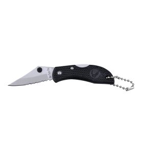 Keychain Knife - Surgical Stainless Steel Half-Serrated 1 7/8" Blade for Cutting Cord or Twine - Light Plastic Handle - 2 1/2" Folded