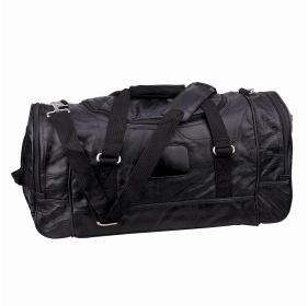 Genuine Mosaic Black Leather Duffel Bag