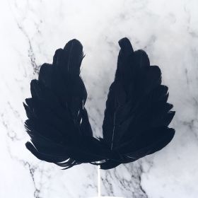Feather wings cake decoration card (Color: Black)