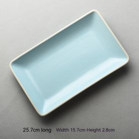 Ceramic Red Plate Household Dinner Plate European Meal Tray Creative Tableware Personality Simple Breakfast Plate (Option: Cyan 6055)