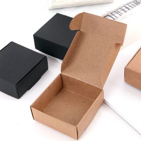 Kraft Paper Box Black Card Small Jewelry Paper Box (Option: Cowhide color-74x72x29mm)