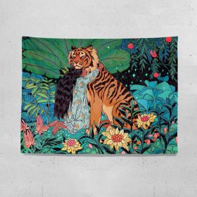 Girl And Tiger Fresh Wall Cloth Girls Bedroom Wall Cloth Rental Room Bedside Decoration Tapestry (Option: The girl and the tiger-150x200cm)