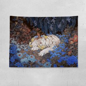 Girl And Tiger Fresh Wall Cloth Girls Bedroom Wall Cloth Rental Room Bedside Decoration Tapestry (Option: Starry Night White Tiger Dream-130x150cm)