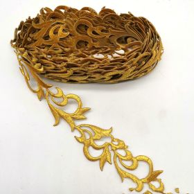 Pattern Performance Clothing Accessories Chinese Style Decorative Edge Hot Piece (Option: Golden-Flower)
