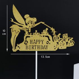 Cake Decoration Insert Wedding Antler Flower Fairy Balloon Happybirthday Shiny Insert Paper Card (Option: C12)