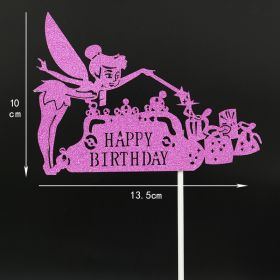 Cake Decoration Insert Wedding Antler Flower Fairy Balloon Happybirthday Shiny Insert Paper Card (Option: C13)