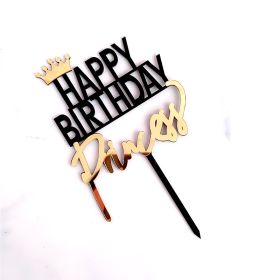 Crown Happy Birthday King Queen Princess Prince Acrylic Cake Insert (Option: Princess)