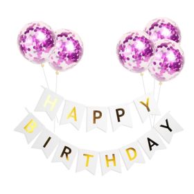 Happy Birthday Lettering Banner Rose Gold Multicolored Balloons (Option: A)