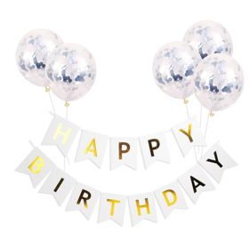 Happy Birthday Lettering Banner Rose Gold Multicolored Balloons (Option: B)