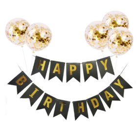 Happy Birthday Lettering Banner Rose Gold Multicolored Balloons (Option: D)