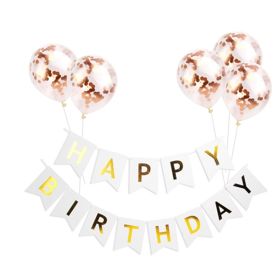Happy Birthday Lettering Banner Rose Gold Multicolored Balloons (Option: E)