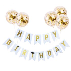 Happy Birthday Lettering Banner Rose Gold Multicolored Balloons (Option: I)