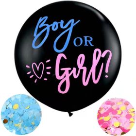 1pc 36inch Boy Or Girl Balloon Gender Reveal Party Black Latex (Option: Suit-A)