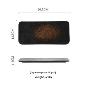 Ceramic Rectangular Plate Dish Japanese Sushi Barbecue Plate Restaurant (Option: 10 Inch Ink Cloud Plate Dish)