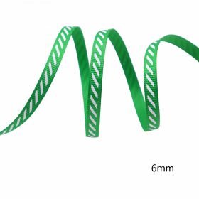 Diagonal Stripe Rib Ribbon Holiday Decoration (Option: green-10 Yards)
