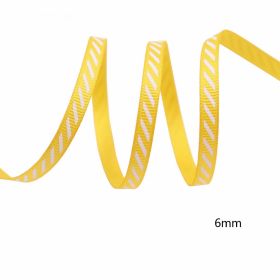 Diagonal Stripe Rib Ribbon Holiday Decoration (Option: yellow-10 Yards)