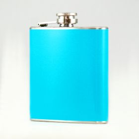 Hip Flask Holding 6 oz - Pocket Size (Option: Stainless Steel Rustproof Screw-On Cap - Baby Blue Finish)