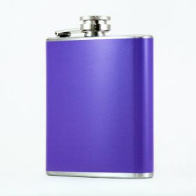 Hip Flask Holding 6 oz - Pocket Size (Option: Stainless Steel Rustproof Screw-On Cap - Purple Finish)