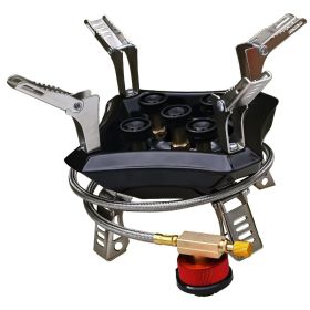 Outdoor Fierce Fire Stove Head Camping Portable Windproof Gas Stove Gas Gas Portable Gas Stove (Color: Black)