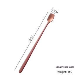 Long Handle Stainless Steel Stirring Square Ice Spoon (Option: Rose Gold 15CM)