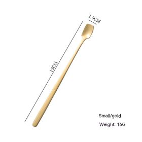 Long Handle Stainless Steel Stirring Square Ice Spoon (Option: Gold 15CM)