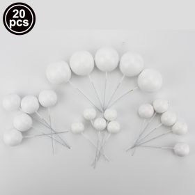 Candy-colored Decorative Round Ball Glossy Ornaments (Option: White-All-20PCS)