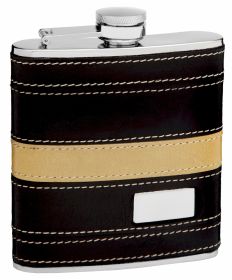Genuine Leather Hip Flask Holding 6 oz - Pocket Size (Option: Stainless Steel Rustproof Screw-On Cap)