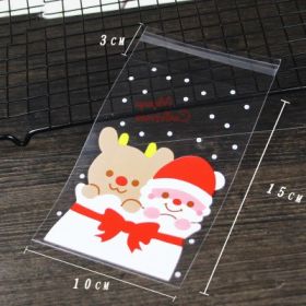 Christmas Old Man Sleigh Self-adhesive Self-sealing Cookie Packaging Bags (Option: 10x15add3)