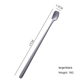 Long Handle Stainless Steel Stirring Square Ice Spoon (Option: Black 17CM)