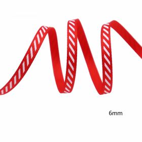 Diagonal Stripe Rib Ribbon Holiday Decoration (Option: red-10 Yards)