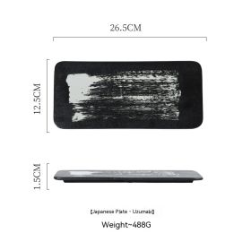 Ceramic Rectangular Plate Dish Japanese Sushi Barbecue Plate Restaurant (Option: 10 Inch Person Plate Dish)