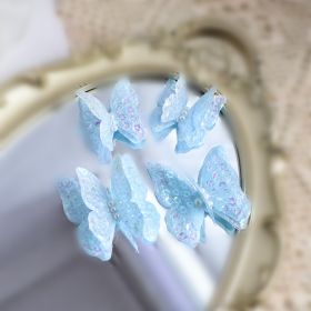 Butterfly Birthday Cake Plug-in Beautiful Mother's Day Cake Decoration Plug-in (Color: Blue)