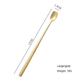 Long Handle Stainless Steel Stirring Square Ice Spoon (Option: Gold 17CM)