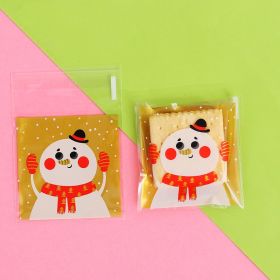 Christmas Old Man Sleigh Self-adhesive Self-sealing Cookie Packaging Bags (Option: Gold bottomsnowman)