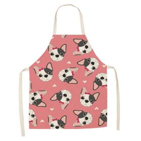 Cartoon Cute Dog Printed Cotton And Linen Apron Kitchen Home Cleaning Parent-child Sleeveless Coverall Generation Hair (Option: W 14022-47x38cm)