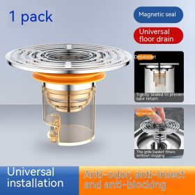 Deodorant Floor Drain Core Small Caliber Bathroom Sewer Pipe Anti-odor Insect-proof Magnetic Filter Screen Artifact Export Universal (Option: Electroplating pull-1pcs)