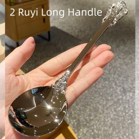 Stainless Steel Western Tableware Round Head (Option: 2 Ruyi Long Handle)