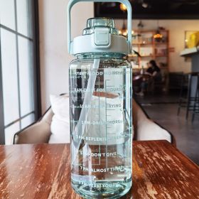 2L Sports Water Bottle With Straw Portable Large Capacity Water Bottles (Color: Green)