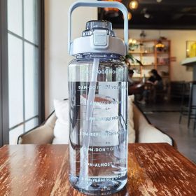 2L Sports Water Bottle With Straw Portable Large Capacity Water Bottles (Color: Blue)